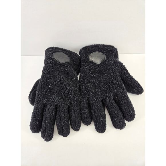 NWOT Vintage Harley Davidson Gloves | Fuzzy | Leather Logo - Picture 1 of 3